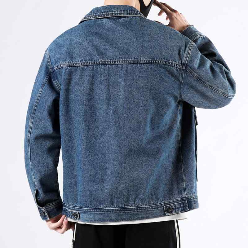 Other - ジャケット メンズ デニム 春秋 ブルゾン ゆったり ワーク アウター トップス 立襟 黒 ブラック ブルー