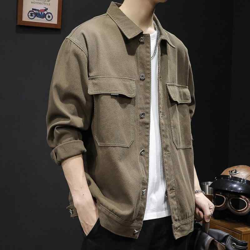 ジャケット 男性用 デニムジャケット Gジャン ブルゾン 春秋 メンズ トップス 長袖 コットン 綿 襟付き ワークスタイル カジュアル ゆったり 大きいサイズ コーヒー色 ブラック・商品カテゴリ: ジャケット・スタイル: アメカジ・対象年齢: 18-24歳・襟型: 襟付き・フィット: ルーズ・フロント: シングルブレスト・フード: あり・・柄: 無地・素材: 綿・メイン素材: 綿・裏地: 綿・シーン: カジュアル・ディテール: ポケットディテール・裾のデザイン: ラウンドヘム・着丈: レギュラー・ポケット: 立体パッチポケット・袖丈: 長袖・袖のタイプ: レギュラー・対象: メンズ・カラー: コーヒー色, ブラック・サイズ: S, M, L, XL, 2XL, 3XL, 4XL, 5XL・加工: アイロン不要・着用方法: アウター・素材機能: 耐摩耗性