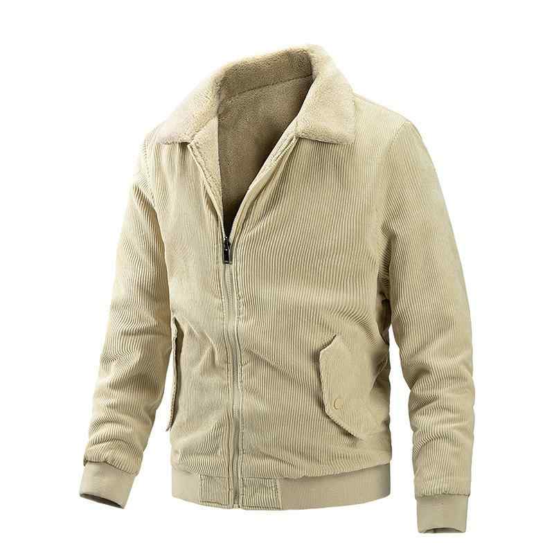 3個セットジャケット 男性用 コーデュロイ 裏起毛 防寒 アウター レトロ スタイル スリムフィット ポリエステル ブラック ベージュ キャメル