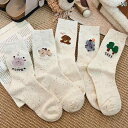 かわいい 靴下 レディース ミドル ソックス 綿 春秋 ホワイト ロング キャラクター ポイント おしゃれ セット まとめ買い 女性
