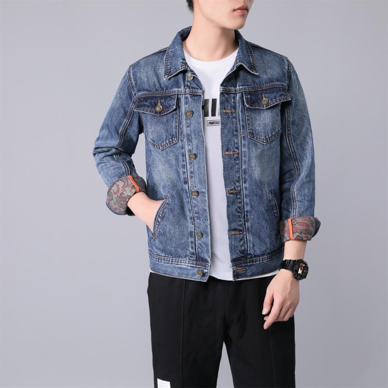 ジャケット メンズ デニム 春秋 プリント柄 長袖 カジュアル Gジャン アウター トップス ブルゾン・カテゴリ: ジャケット・スタイル: ストリート・対象年齢: 若者・素材: 綿99%・ネックライン: 襟付き・フィット: レギュラー・前立...