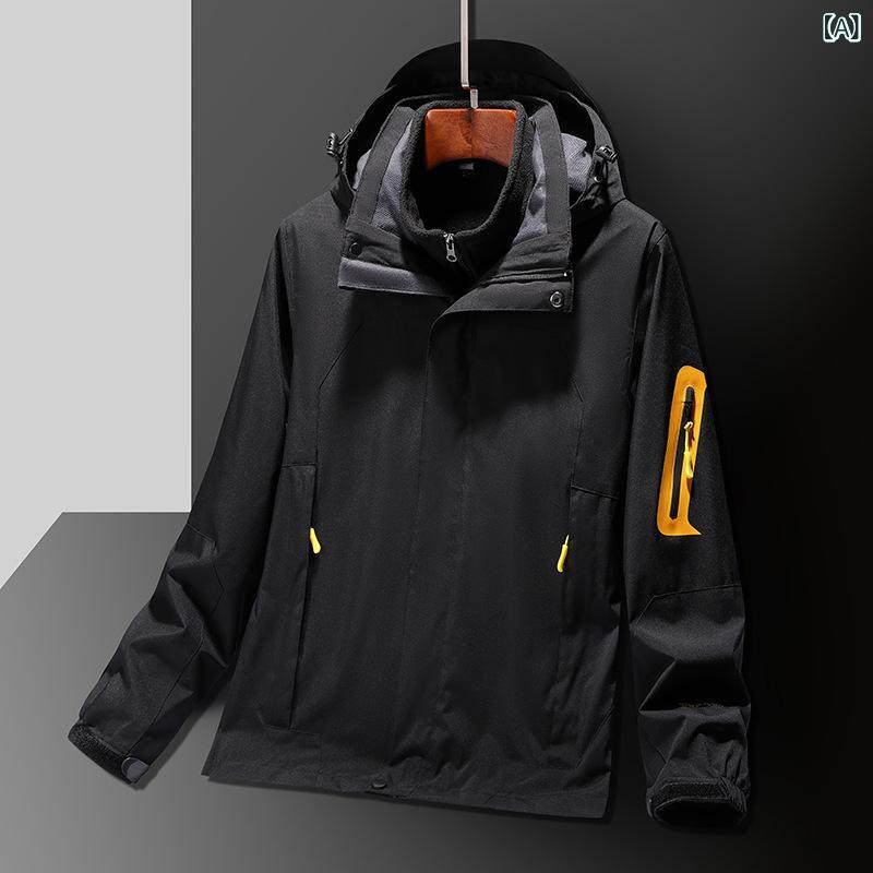 ジャケット メンズ 男性用 アウター マウンテンパーカー 秋冬 3way 防寒 撥水 防風 多機能 登山 釣り アウトドアウェア 黒 ブラック グレー アイボリー