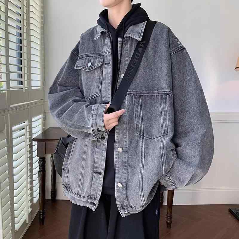 ジャケット 男性用 デニムジャケット Gジャン ブルゾン ゆったり ブラック グレー ブルー 春秋 長袖 耐摩耗性