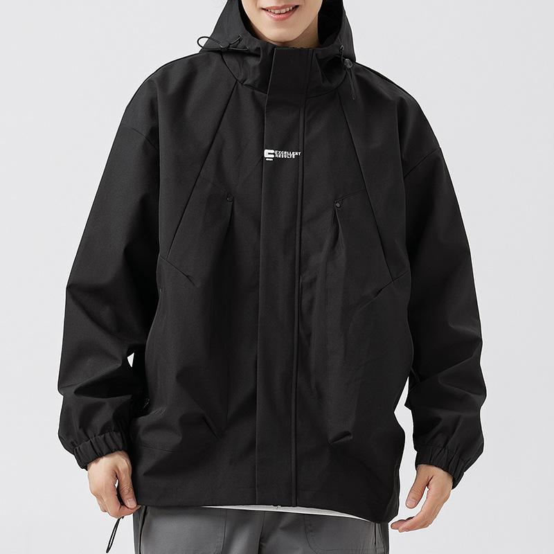 ジャケット メンズ アウトドア 男性用 ワークウェア 無地 ジップアップ ルーズフィット 長袖 墨緑 ブラック 紫 カーキ グリーン 秋