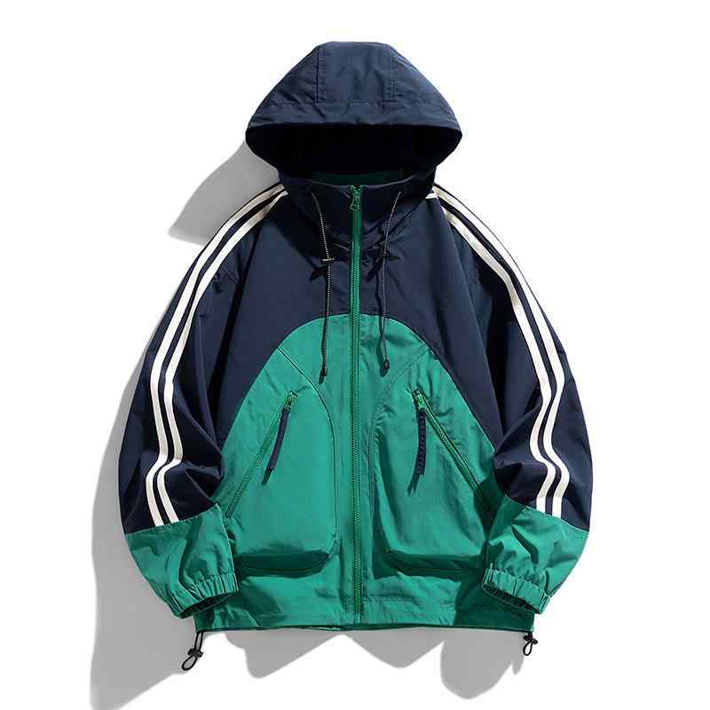 ジャケット 男性用 トップス アウトドア系 配色デザイン パーカー ブルゾン ジャンパー 春秋 薄手 長袖 黒 紺 カーキ・素材機能: 耐摩耗・カテゴリ: ジャケット・スタイル: 流行・対象年齢: 成人・対象: メンズ・襟の形: 襟なし・フィット: ゆったり・前立て: ジッパー・フード: フード付き・厚さ: 薄手・柄: 配色・生地: 化学繊維混紡・裏地: ポリエステル20%・シーン: 日常・ディテール: ジッパー装飾・裾: ストレート・加工: 防しわ加工・着丈: レギュラー・ポケット: 明線パッチポケット・着方: アウター・袖丈: 長袖・色: ブラック.ネイビー.カーキ・サイズ: M.L.XL.2XL・袖のタイプ: レギュラー