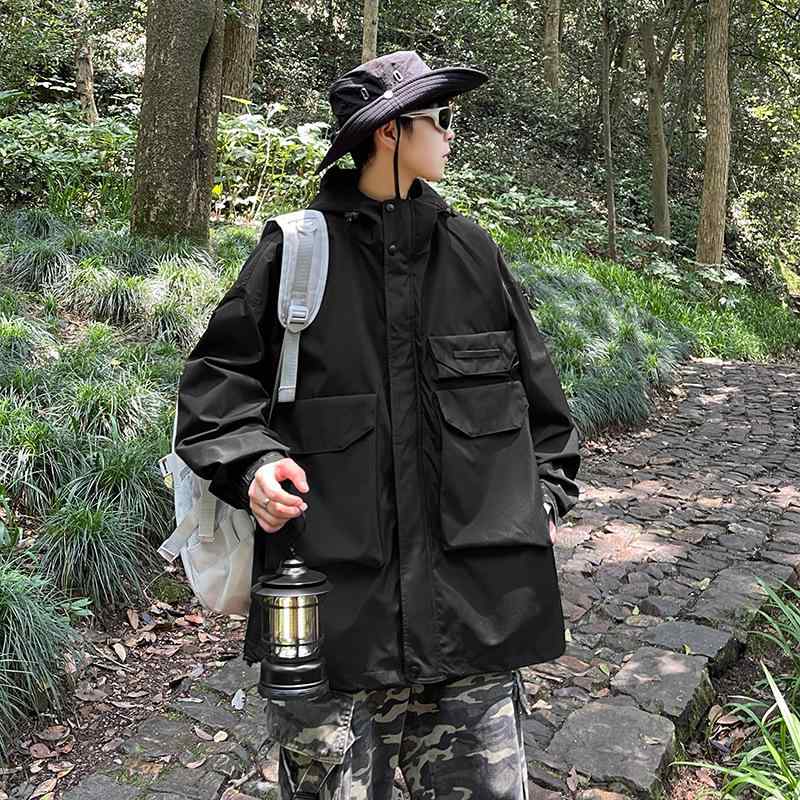 Rakuten - ジャケット メンズ 男性用 ブルゾン ジャンパー 春秋 アウトドア 登山 防風 撥水 ゆったり ブラック系