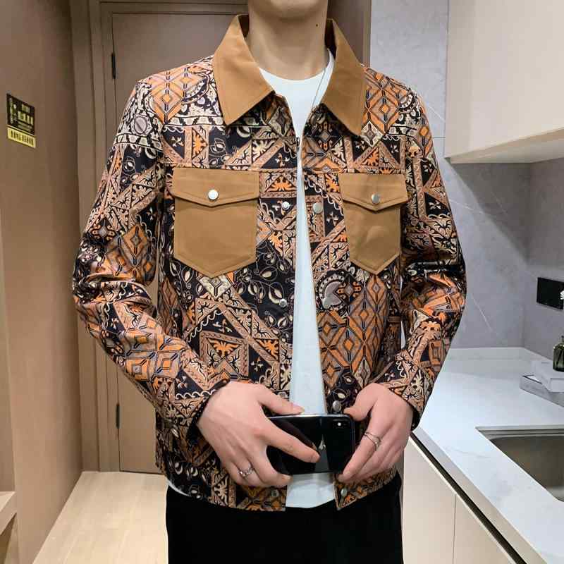 ジャケット 男性用 ブルゾン ゆったり 耐摩耗性 ポリエステル 切り替え プリント 普段使い 春秋 ブラック 黒/米ホワイト M/L/XL/XXL/XXXL/XXXXL
