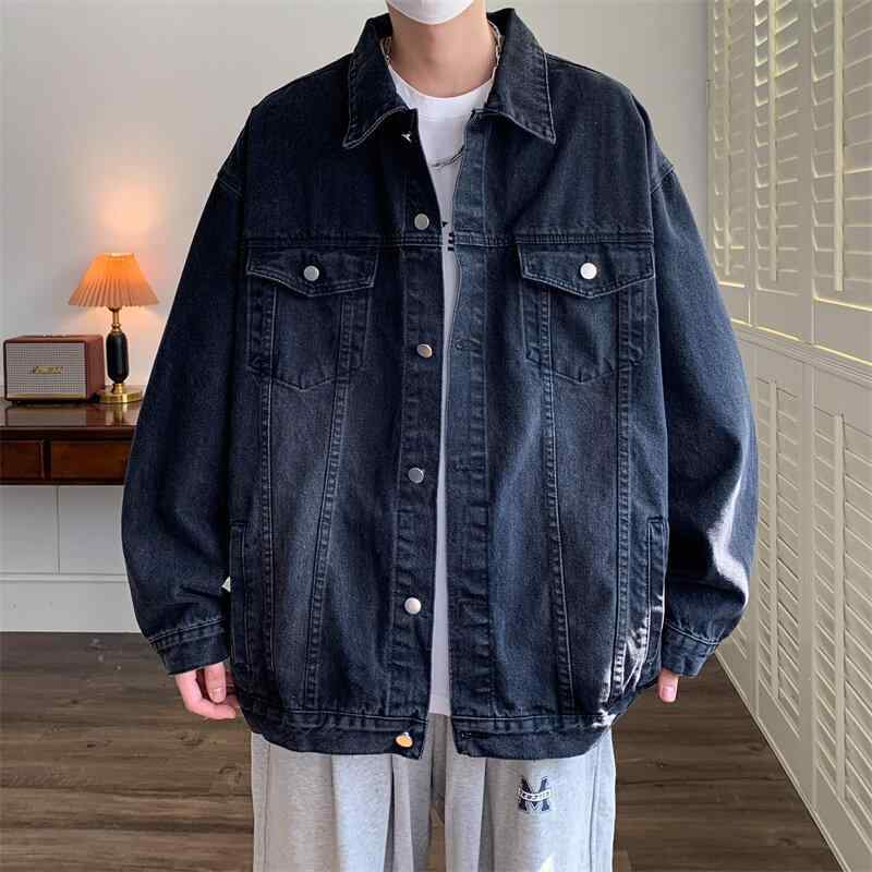デニムジャケット 男性用 ブルゾン Gジャン 春秋 翻襟 ゆったり アウター ウォッシュ加工 無地 ブラック ブルー・カテゴリ: ジャケット・スタイル: 韓国版・対象年齢: 18-24歳・襟: 襟付き・シルエット: ルーズ・前立て: シングルブレスト・フード: なし・・柄: 無地・素材: デニム.綿70%・裏地: 綿70%・シーン: カジュアル・ディテール: 配色・裾: ストレート・着丈: 通常・ポケット: サイドシームポケット・袖丈: 長袖・袖: 通常・色: ブラック.ライトブルー.レトロブルー.ブルー.マッドイエロー・サイズ: S.M.L.XL.2XL.3XL.4XL・機能: 防風