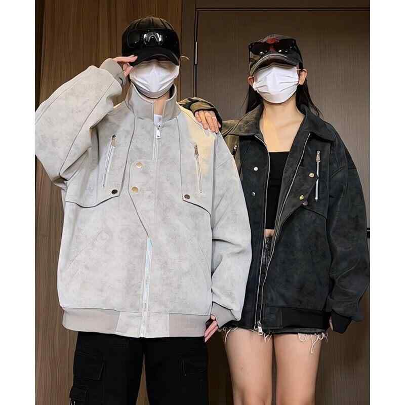 レザージャケット メンズ 男性用 春秋 防水 アウター グレー 黒 ゆったりサイズ ライダースジャケット ブルゾン アメカジ