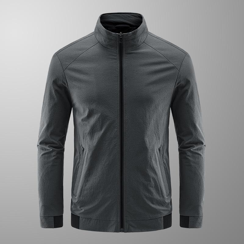 ジャケット メンズ 男性用 ブルゾン 春秋 立ち襟 カジュアル ビジネス 普段使い 防風 撥水 薄手 M L XL 2XL 3XL 4XL ブラック ネイビー グレー