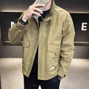 ジャケット 男性用 ブルゾン スタンドカラー ワーク アウター スプリングコート メンズ 撥水 防風 黒 カーキ グリーン ブラウン系