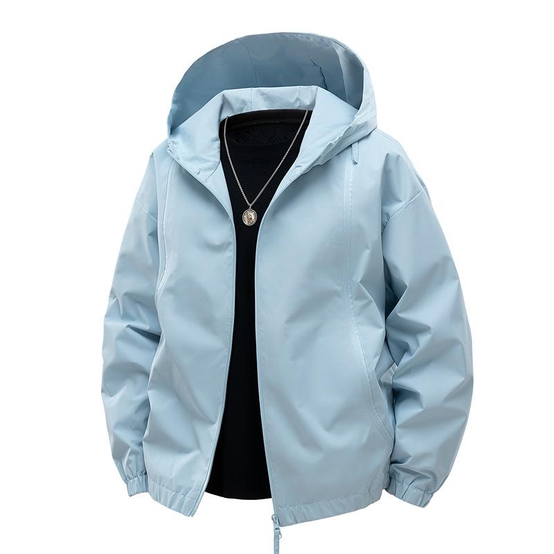 マウンテンパーカー メンズ 防水 防風 ジャケット ブルゾン フード付き スポーツ アウトドアウェア 春秋 登山 ウェア アウター ジャンパー 無地 黒 ブラック ベージュ ブルー パープル ピンク系(x2)