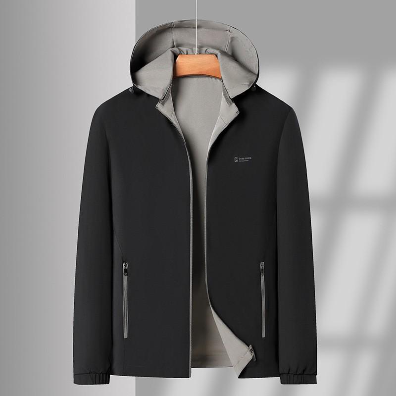 ジャケット メンズ 男性用 ブルゾン ジャンパー 春秋 薄手 立ち襟 配色 ポリエステル 普段使い カジュアル ウェア アウター 紺色 黒 カーキ 赤(x2)