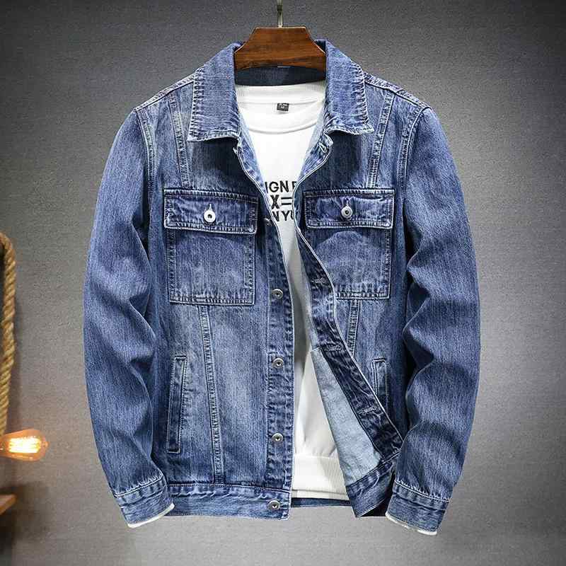 ジャケット メンズ 男性用 デニムジャケット ブルゾン Gジャン 綿 翻襟 伸縮性 耐摩耗性 吸湿性 通気性 防風 ヨーロピアン カジュアル 普段使い 深青