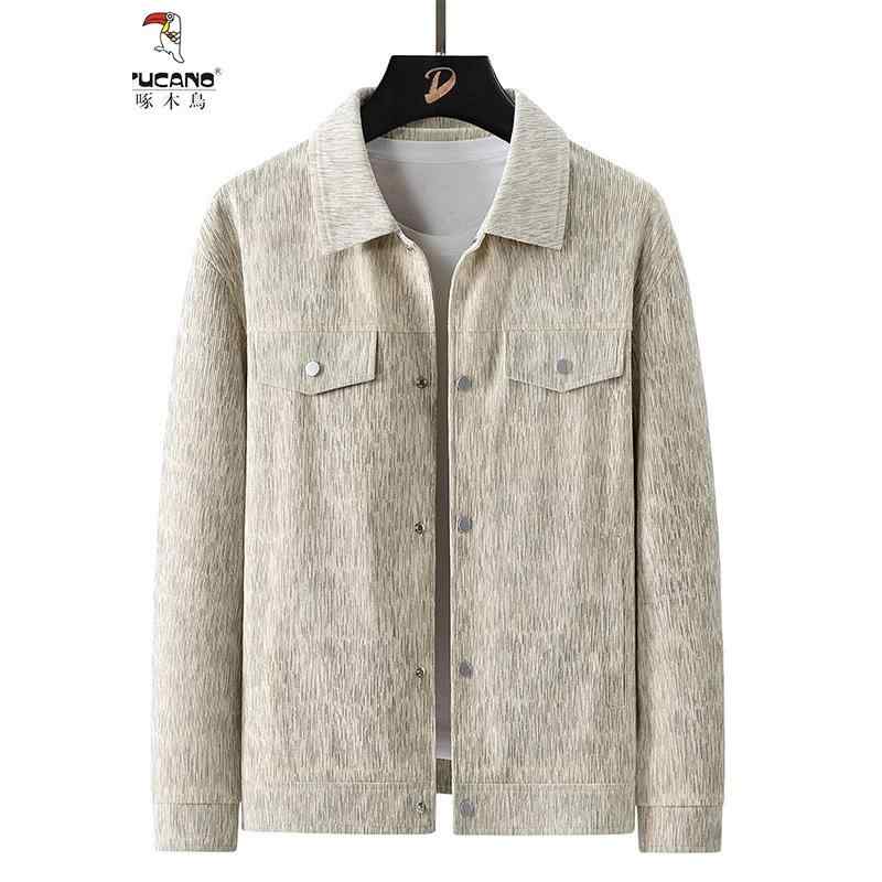 ジャケット メンズ 男性用 ブルゾン 春秋物 アウター トップス ストライプ柄 ストライプ模様 コーデュロイ ポリエステル ブラック 黒 カーキ コーヒー色 M L XL 2XL 3XL 4XL 5XL ゆったりめ ラフ着 普段使い