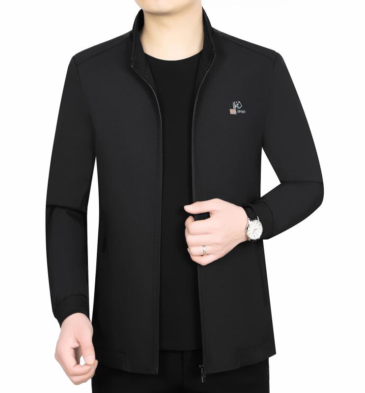 ジャケット メンズ 男性用 紳士服 ブルゾン アウター トップス 春秋 立襟 無地 合体型 普通 厚め 豆緑系