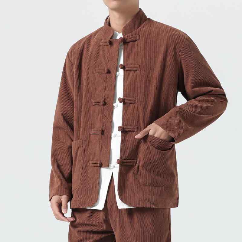 ジャケット メンズ 男性用 コーデュロイ 唐装 チャイナ風 ジャケット アウター トップス 長袖 立襟 無..