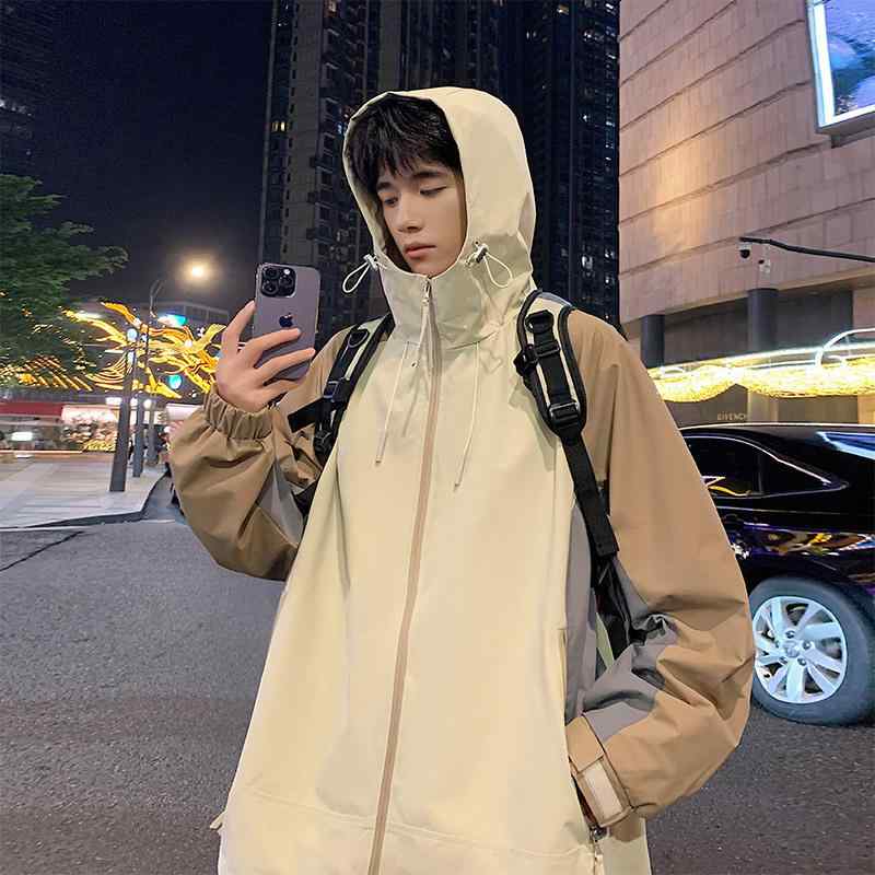 ジャケット 男性用 ブルゾン ジャンパー 大きいサイズ ゆったりサイズ 無地 春秋 防風 撥水 アウター カジュアル 焦糖色 カーキ ブラック・素材機能: 透湿.防水.耐摩耗性.防風.高耐光・カテゴリ: ジャケット・スタイル: ベーシック・...