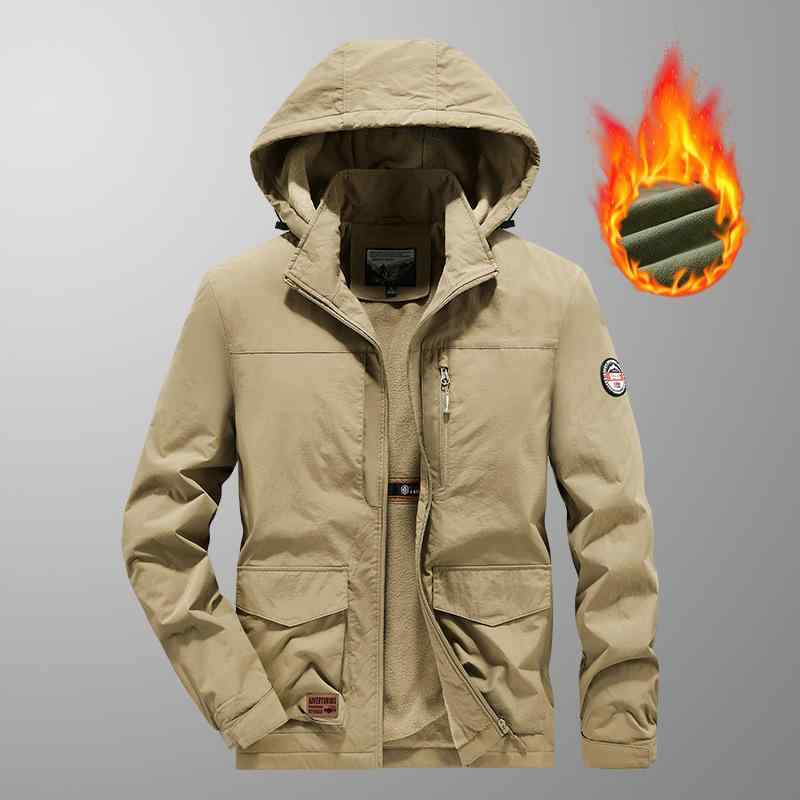 ジャケット メンズ 男性用 アウター 防寒着 秋冬 厚手 取り外し可能フード付き 防水 防風 撥水 多機能 多ポケット 普段使い アウトドア グレー 黒 カーキ 軍緑 青