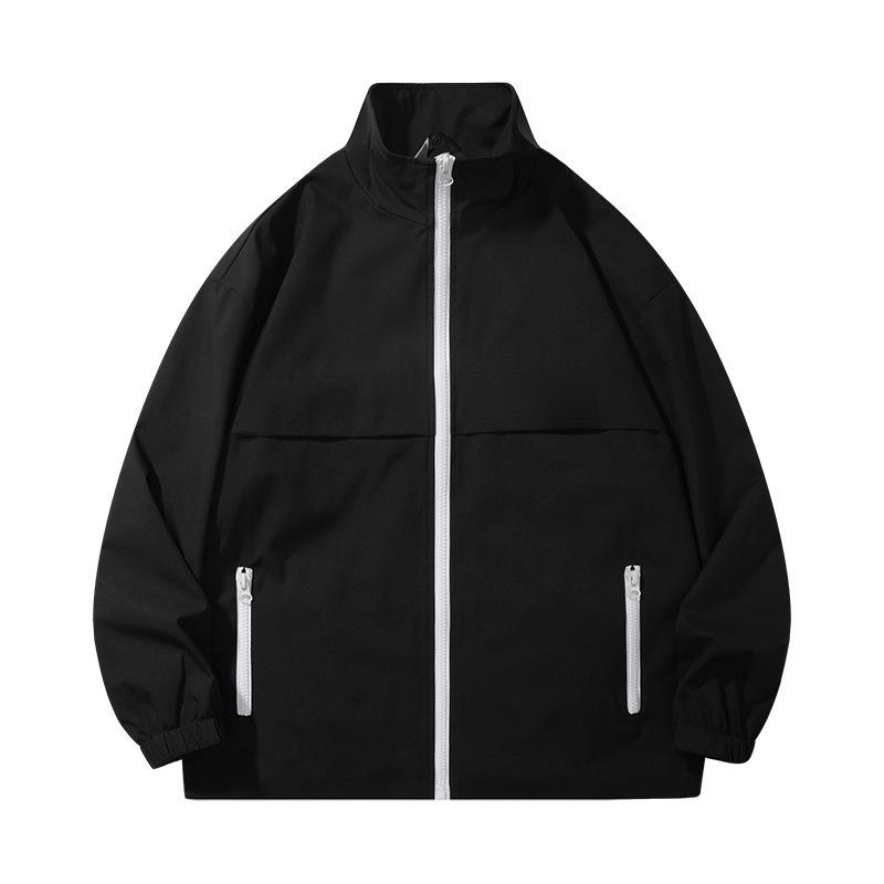 ジャケット メンズ レディース ブルゾン スタンドカラー ジップアップ 軽アウター スポーティー カジュアル アウトドア 春秋 防風 ポリエステル ブラック ホワイト パープル グレー レッド