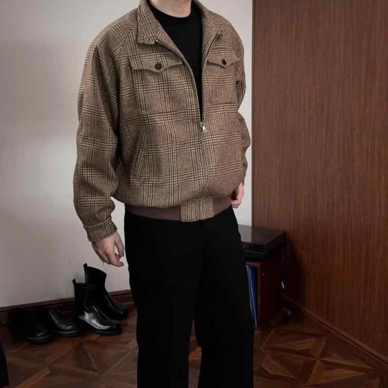 ジャケット 男性用 ブルゾン ジャンパー ライトアウター 長袖 普段使い カジュアル ゆったり ブラウン M L XL 2XL