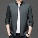 ジャケット 男性用 ブルゾン 立ち襟 ライトアウター スプリングコート 普段使い 春秋 薄手 ゆったり ポリエステル 青グレー 紺
