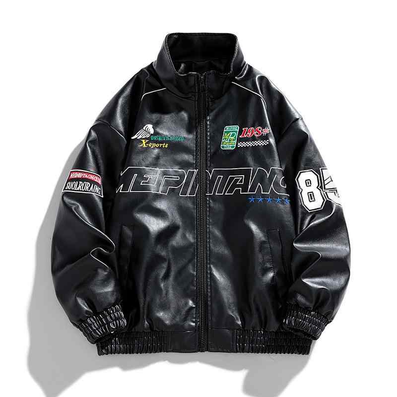 ジャケット メンズ PUレザー ライダースジャケット アウター 立襟 春秋 薄手 無地 黒 白 緑 普段使い 伸縮性 耐摩耗性