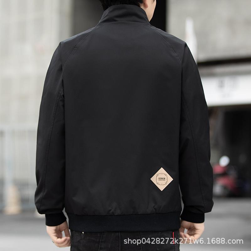 ジャケット 男性用 ブルゾン 大きいサイズ ゆったり 韓国 春秋 アウター ジャンパー 立襟 ミリタリー カーキ ブラック