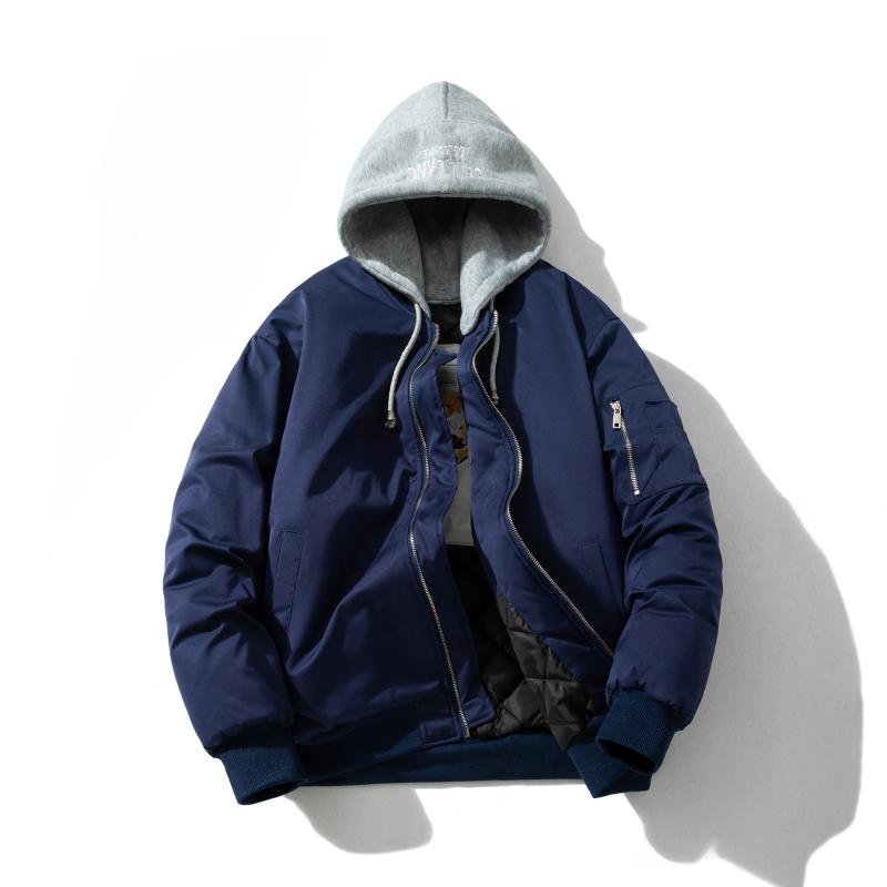 ジャケット メンズ 男性用 スタジアムジャンパー ブルゾン アウター 冬 防寒 厚手 無地 リブ裾 長袖 黒..