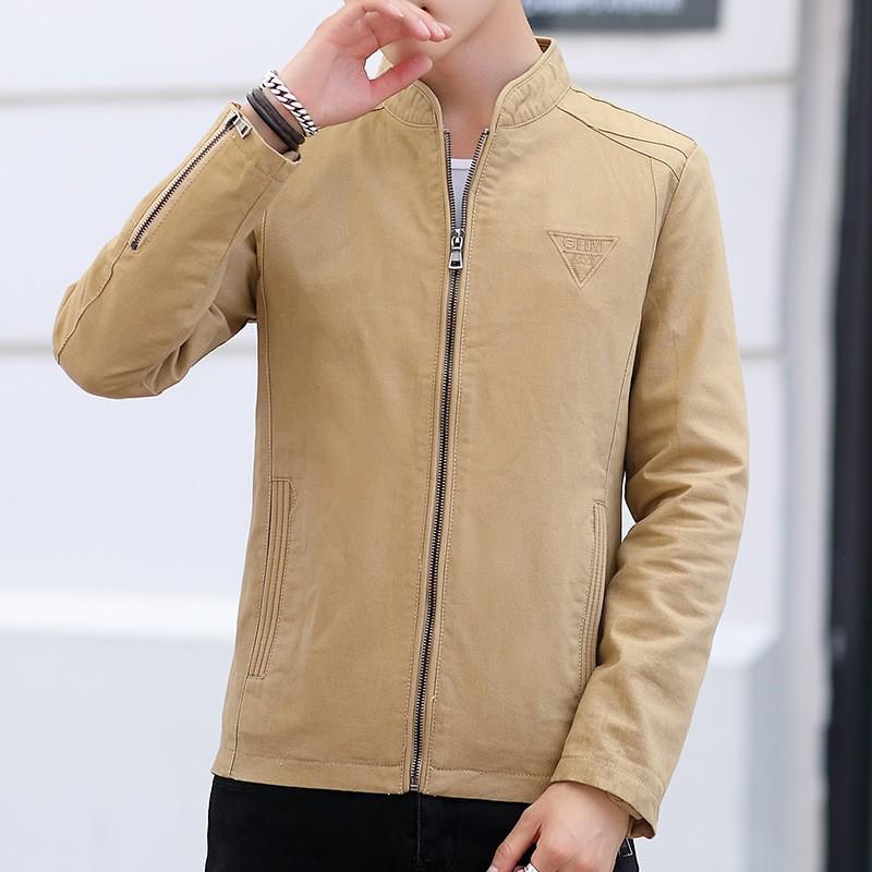 ジャケット メンズ 男性用 ブルゾン 春秋 韓国 カジュアル スリムフィット トップス アウター 防水 防風 普段使い 立ち襟 リブ裾 M L XL 2XL 3XL 4XL カーキ ブラック 黒 グリーン 緑 ブルー 青