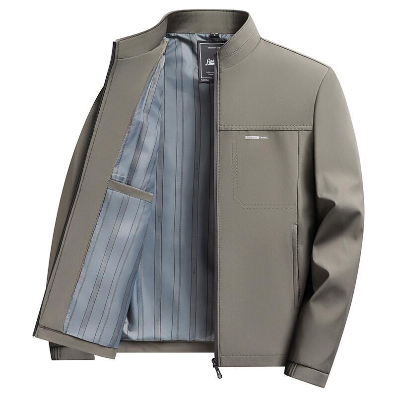 ジャケット 男性用 スタンドカラー 春秋 アウター 紳士服 ポリエステル 防風・カテゴリ: ジャケット・スタイル: 中老年・対象: ・素材: ポリエステル・機能: 通気性.防風.高色落ち防止・ネックライン: スタンドカラー・シルエット: レギュラー・フロント: ジッパー・袖丈: 長袖・柄: -・・着丈: レギュラー・袖のタイプ: レギュラー・ディテール: ポケット・裾の形状: ストレート・ポケット: サイドシームポケット・着方: アウター・色: ブラック.ネイビー.カーキ.エビグリーン・サイズ: 170.175.180.185.190.195