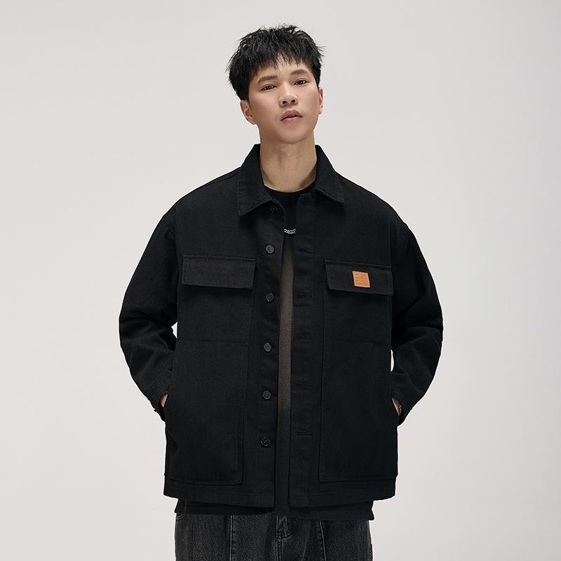 ジャケット メンズ 男性用 袋フラップ 配色 パッチワーク カジュアル 多ポケット ミラードカラー リラ..