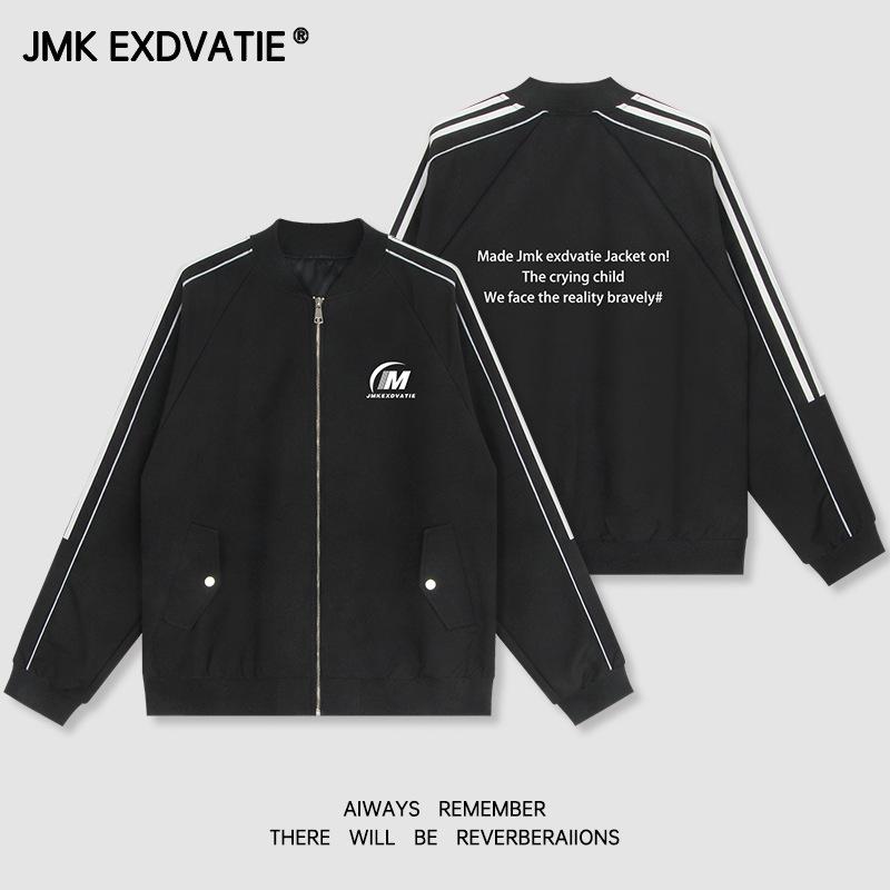 ジャケット 男性用 ストリート系 竹繊維 ポリエステル 飛行服風 ブルゾン ジャンパー プリント柄 ブラック 黒 ワインレッド 秋