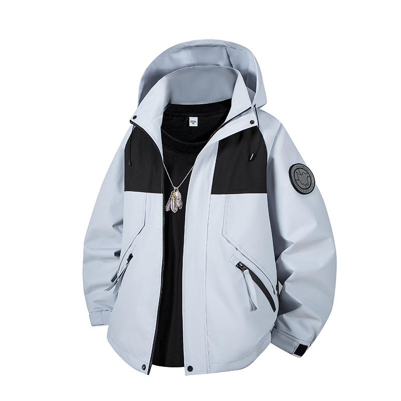 ジャケット 男性用 ブルゾン ウインドブレーカー ジャンパー アウター 登山 春 スプリング 薄手 ルーズ ゆったり カジュアル 黒 ブラック 白 ホワイト ピンク ブルー