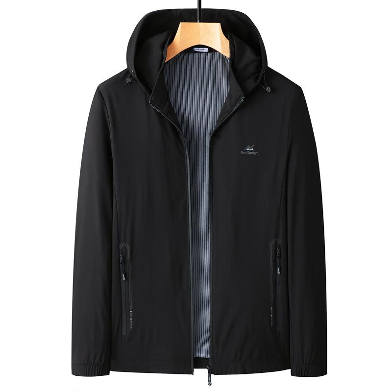 Wear - ジャケット メンズ 男性用 紳士服 ビジネス カジュアル 春物 フード付き 取り外し可能 耐摩耗性 グレー ブラック ネイビー M L XL 2XL 3XL 4XL