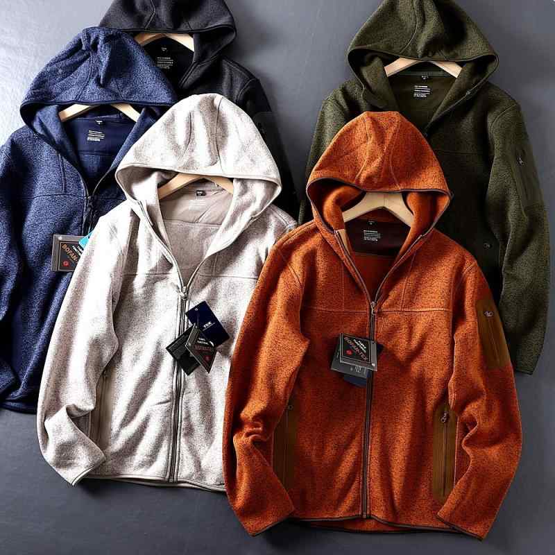 ジャケット メンズ 男性用 アウトドア 秋冬 防風 保温 フリース 撥水 ポケット付き ブルゾン ジャンパー グレー カーキ オレンジ アーミーグリーン ネイビー