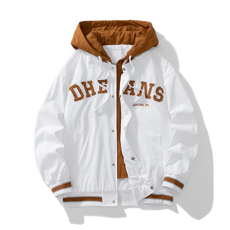 ジャケット 男性用 ブルゾン ジャンパー フード付き スポーツスタイル ブラック系 ホワイト系 カラメル M L XL 2XL 3XL 4XL