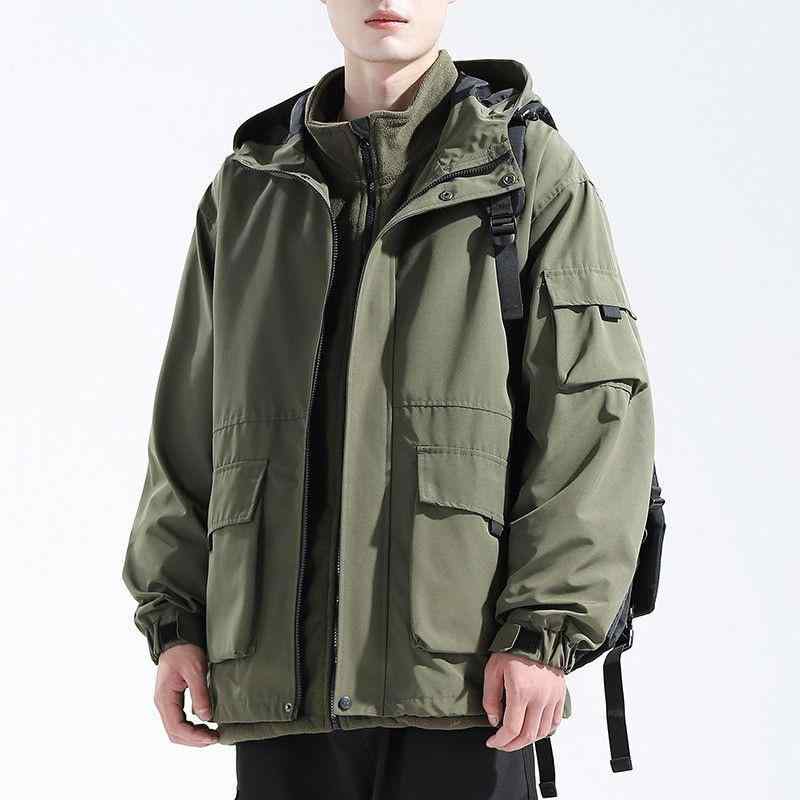 ジャケット メンズ 防風 防水 マウンテンパーカー フード付き 多ポケット 作業着 無地 ブルゾン アウター 秋冬 黒 緑・商品カテゴリ: ジャケット・・対象年齢層: 18-24歳・シルエット: ルーズ・前立て: ジッパー・フード: あり・...