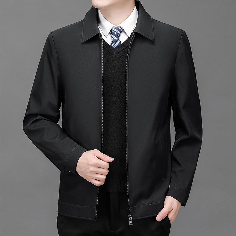 ジャケット メンズ 男性用 立ち襟 ブルゾン 春秋 アウター ミドルエイジ 紳士服 ビジネス カジュアル 上着 ポリエステル 耐水性 耐摩耗性 モスグリーン ネイビー ブラック