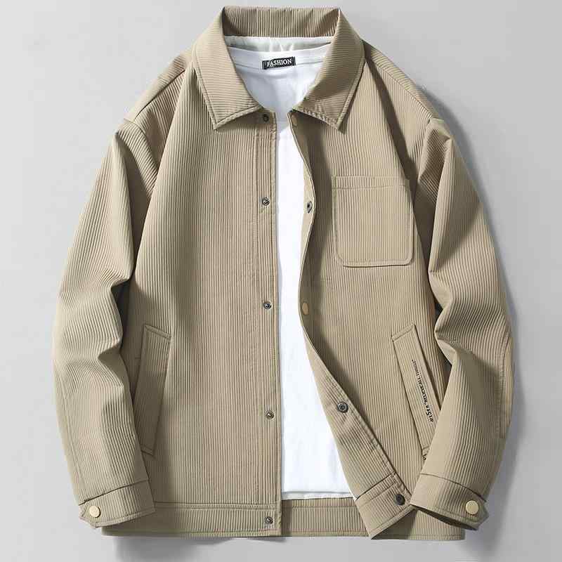 ジャケット メンズ 男性用 ブルゾン 春秋 普段使い 快適 無地 翻襟 長袖 アウター ブラック カーキ M L XL 2XL 3XL 4XL 5XL