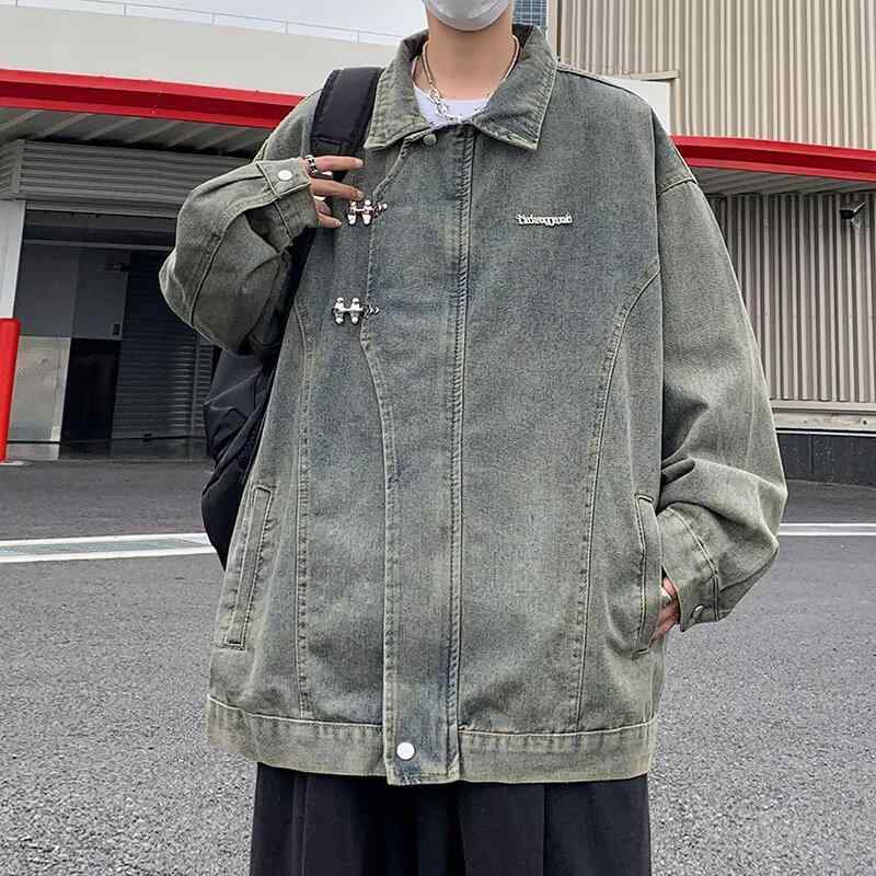 ジャケット メンズ デニム Gジャン 春秋 ワークスタイル レトロ グレー ブルー