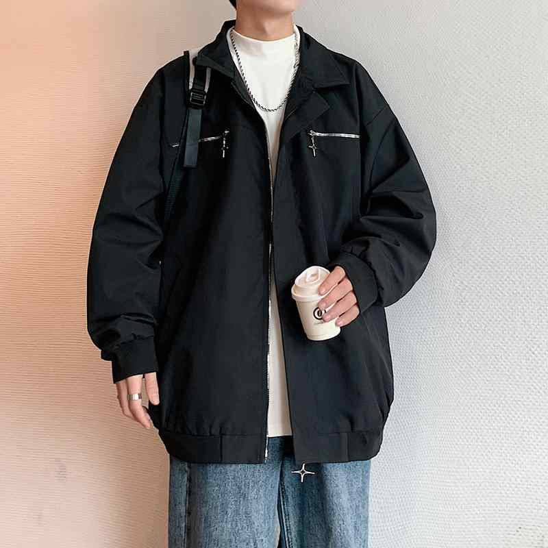 ジャケット 男性用 ワーク 春秋 軽アウター 配色 ポリエステル ブラック カーキ グリーン