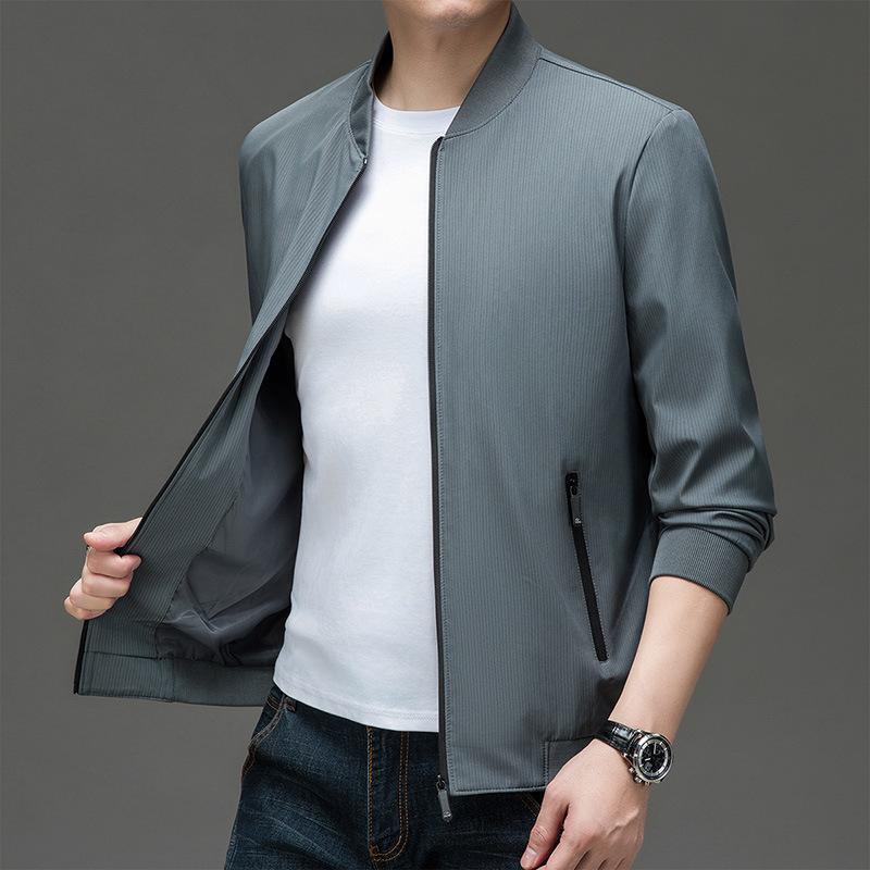 ジャケット 男性用 紳士服 ブルゾン ミドルエイジ シニア ポリエステル 無地 長袖 多ポケット サイドポ..