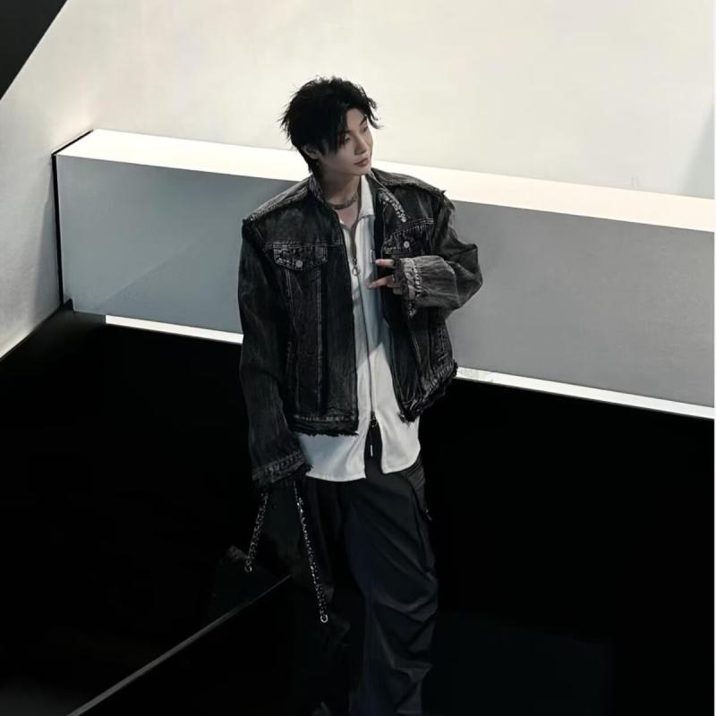 ジャケット メンズ デニム ダメージ Gジャン ブルゾン ゆったり ショート丈 レトロ...