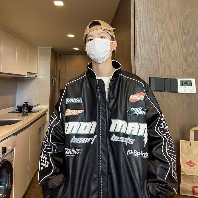 ジャケット メンズ 男性用 春秋 ストリート カジュアル PUレザー ライダース バイク スタジャン ブルゾン アウター ホワイト ブラック