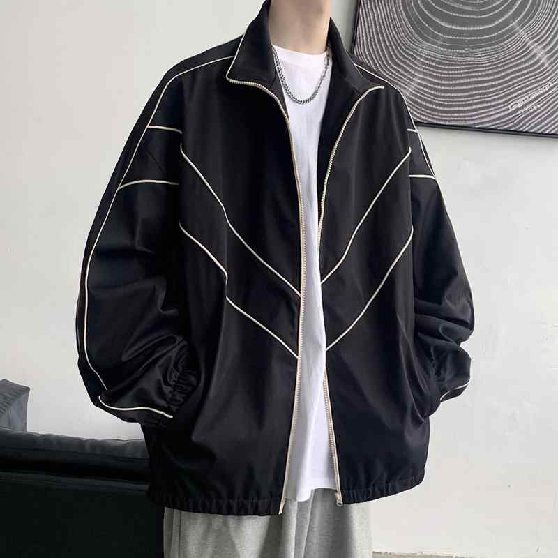 Rakuten - ジャケット メンズ 男性用 春秋 アウター 防水 防風 配色 港風 ジャンパー ブルゾン ポリエステル ブラック ブラウン グレー M L XL 2XL 3XL 4XL 5XL