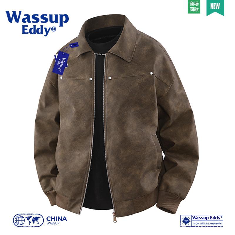 ジャケット 男性用 PUレザー レザージャケット ヴィンテージスタイル ブルゾン 撥水 防風 春秋 18-24歳 ポリエステル 混紡 ゆったり 襟付き シングルブレスト