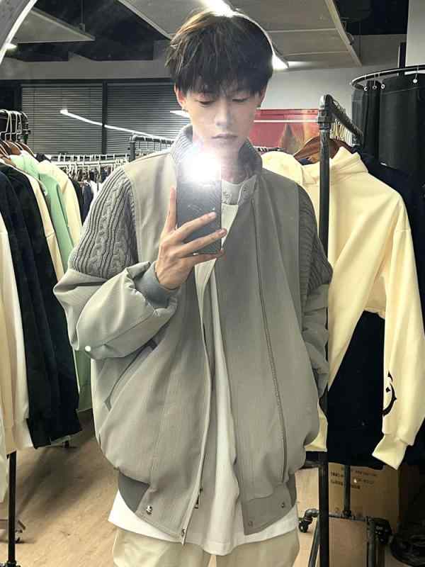 ジャケット メンズ 男性用 ベースボール ジャンパー ブルゾン スタジャン アウター スポーティ カジュアル ライトアウター 四季 普段使い 長袖 グレー