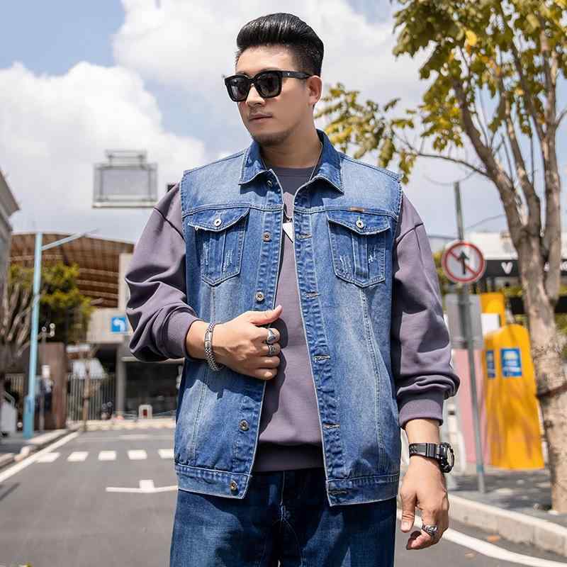 メンズ デニム ベスト 大きいサイズ ゆったりサイズ Gジャン カジュアル ポケット付き 無地 M L XL 2XL 3XL 4XL 5XL 6XL 7XL 春秋