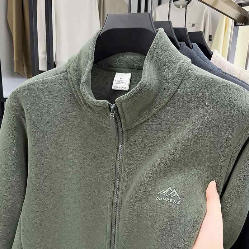 ジャケット メンズ 男性用 フリース 立襟 フロントジッパー アウター 秋冬 厚手 防寒 普段使い レジャー アウトドア グレー グレー系